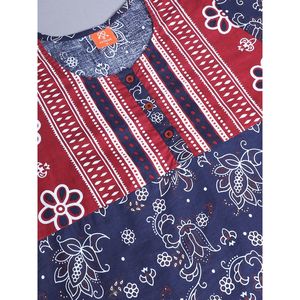 Evolove Women's 100% Cotton Printed Maxi Nightgown-Super Soft <b>Long</b> Sleepwear for Ladies Navy Blue - Product Image 4