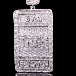 จี้ห้อยคอแบบฮิปฮอป สแตนเลสสตีล ประดับเพชร CZ แบบสั่งทำพิเศษ สำหรับทุกเพศ - Product Image 1