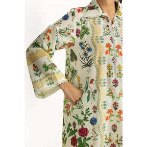 ชุดเซ็ต 2 ชิ้นสำหรับผู้หญิง รุ่น IPST-55009 ลายพิมพ์โบฮีเมียนสุดหรู ผ้าแคมบริก คอเหลี่ยม แขนสามส่วน สำหรับฤดูใบไม้ผลิ/ฤดูร้อน ไซส์ XS - Product Image 6