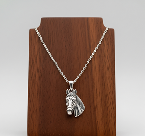 Collar de cadena de eslabones de rodio de plata 925 con colgante de animal de caballo chapado en oro uso diario tendencia regalo de moda para hombres y mujeres - Product Image 1