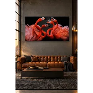 Impresión en lienzo de Fida: Cuatro flamencos formando un corazón - Product Image 2