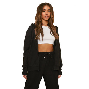 Sweat à capuche pour femme sur mesure avec fermeture éclair, noir, polaire 360 GSM, surdimensionné, décontracté, sweat à capuche uni avec fermeture éclair pour femme - Product Image 5