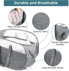 Panier à linge pliable, fabrication OEM, résistant aux déchirures, panier à linge pop-up, doubles poignées, durable, pliable, utilisation - Product Image 3