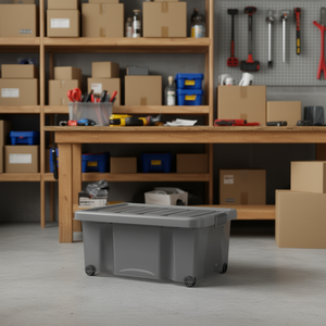 Tontarelli 43Lt Container with Wheels PUZZLE BOX Graphite 8035636AK5 <b>Plastic</b> <b>Storage</b> Drawers & Carts - Product Image 3