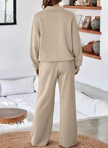 Ensemble de survêtement pour femme, sweat-shirt et pantalon de jogging en coton 100%, respirant, séchage rapide, décontracté, sport - Product Image 4