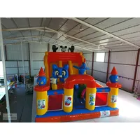 Aire de jeux gonflable géante Mickey Mouse pour l'extérieur, château gonflable avec double toboggan et parcours d'obstacles, équipement de jeux pour enfants