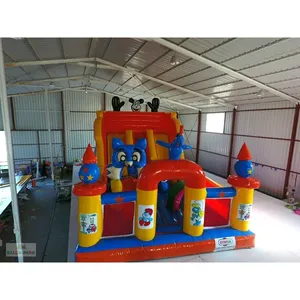 Aire de jeux gonflable géante Mickey Mouse pour l'extérieur, château gonflable avec double toboggan et parcours d'obstacles, équipement de jeux pour enfants - Product Image 4