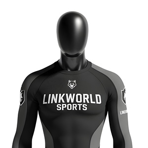 Venta al por mayor de camisetas de compresión de gimnasio de secado rápido de manga completa unisex impreso logotipo personalizado Anti-UV respetuoso con el medio ambiente en blanco MMA Rash Guard - Product Image 4