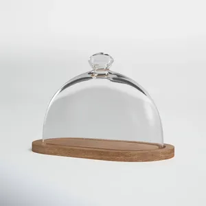 Elegant and Durable Wooden <b>Cake</b> Dome with Metal and Glass Base PC <b>Cover</b> for Weddings Parties Home Decor <b>Cake</b> Tools Display - Product Image 3
