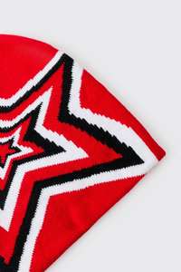 หมวกถักสีแดงแจ็คการ์ดสีดำสีขาวลายสัตว์หมวกอะคริลิคฤดูหนาวที่อบอุ่นใส่ได้ทั้งชายและหญิง3D งานปักโรงงาน OEM ODM - Product Image 4