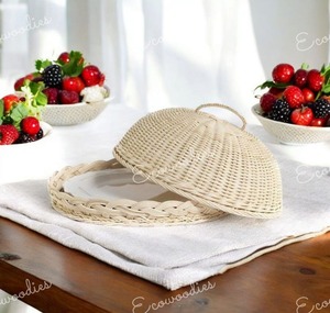 New Design Multi-Functional Wicker <b>Cake</b> Stand and Serving Platter With Wicker Dome Lid Elegant Wedding <b>Cake</b> Stand and Decoration - Product Image 2