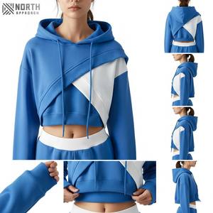 Women's High Quality Cotton Korean Letter Print Long Sleeve <b>Cropped</b> Hoodies Wholesale Knitted Hoodies For Woman Reversible - Product Image 6