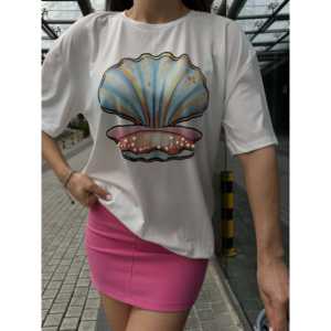 T-shirt imprimé 100% coton avec tissu jersey respirant et perles - Product Image 6