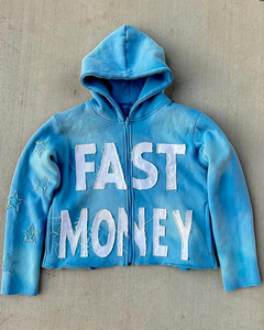 100% algodón francés Terry Dtg remache tachonado Rhinestone impresión piedra lavado desgastado pulóver sudaderas con capucha para hombres - Product Image 1