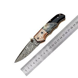 Cuchillo de bolsillo plegable de acero de Damasco de alta calidad, el mejor diseño para caza al aire libre, Camping, cuchillos plegables disponibles OEM - Product Image 5