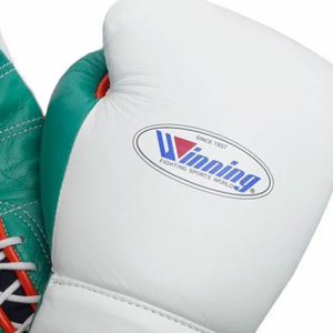 Guantes de Boxeo Winning con Cordones, Blancos, Verdes y Rojos, de Cuero Genuino, para Entrenamiento Profesional y Sparring, 8oz, 10oz, 12oz, 14oz, 16oz - Product Image 5