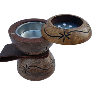 Modern Luxury <b>Wooden</b> Bakhoor <b>Burner</b> with Leather Stand Minimalist Arabic Incense Holder with Brass Grill and Glass Base - Product Image 5