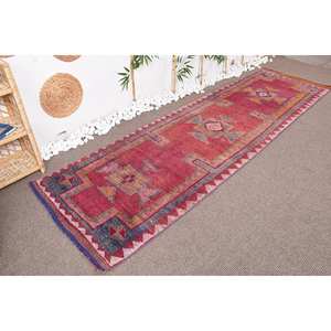 Alfombra de lana de área grande étnica Vintage, diseño de retazos rojos y naranjas, respaldo de látex, rectángulo de 9x12 para entrada, estilo bohemio - Product Image 3