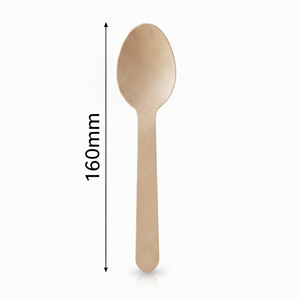 Cuillères en bois de qualité supérieure de 160 mm, matériau en bois de bouleau de qualité alimentaire, texture lisse, cuillères jetables écologiques pour les hôtels et la restauration - Product Image 2