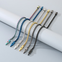 Ensemble collier et bracelet en acier inoxydable 4mm 6mm 8mm 10mm avec fermoir rotatif pour homme