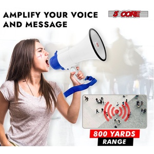 5 Core Megaphone 30W Bull Horn PA <b>Speaker</b> w 800 Yards Range Loud Siren Voice <b>Amplifier</b> Portable - Product Image 4