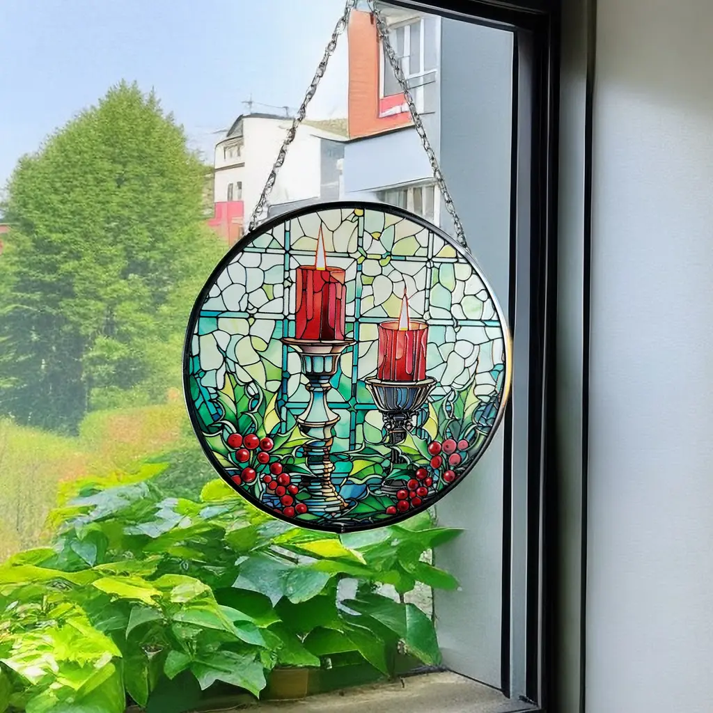 Ornamento artigianale in vetro colorato: mosaico decorativo arte finestra e ricevitore di luce del raggio di sole