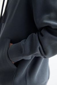 Sweat à capuche thermique surdimensionné de qualité supérieure Denim couleur bleu sweats à capuche pour hommes avec poches et lacets col à capuche Logo personnalisé - Product Image 4