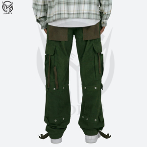 Pantalon cargo décontracté pour homme, matière personnalisée, plusieurs couleurs, coupe droite ample, fermeture éclair. - Product Image 4