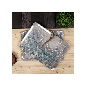 Bandeja para servir de resina, diseño brillante, bandeja para servir café, elegante mango de Metal, Forma cuadrada, diseño moderno, bandeja para servir - Product Image 1