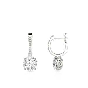 Jeulia <b>Classic</b> Round Cut Sterling Silver Fashion Drop Earrings - Product Image 2