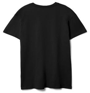 T-shirt noir à col rond et manches courtes pour homme, 100 % coton, coupe oversize, décontracté, en jersey tricoté uni, teinture unie, design vierge, anti-boulochage - Product Image 5