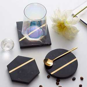 Handmade Wholesale Luxury Eco-Friendly <b>Ceramic</b> Natural Metallic White and Black <b>Coasters</b> - Product Image 3