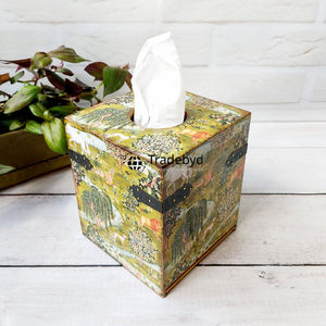 Boîte à mouchoirs et support en bois carré artisanal Tradebyd, imprimé émaillé, écologique, pour la décoration de la maison - Product Image 2