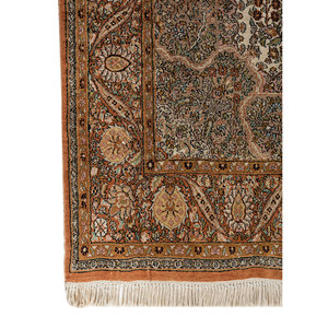 Tapis en soie noué à la main Gulmarg Pae-6461, épaisseur 10 mm, avec motif rectangulaire Aubusson à médaillon, idéal pour l'entrée de la maison ou le salon des adolescents - Product Image 4