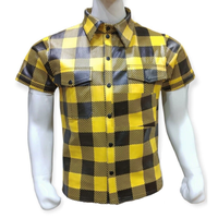 Chemises à col décontractées en cuir faites à la main, imprimées par sublimation, à manches courtes, pour hommes
