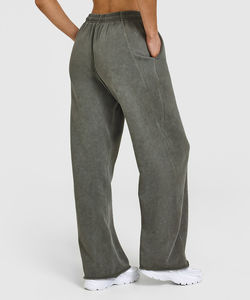 Pantalon de survêtement unisexe personnalisé, coupe droite, grammage lourd, style urbain, jambe large, en toile respirante, séchage rapide, effet peint et délavé à l'acide, couleur soleil - Product Image 2
