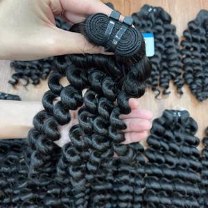 TOP HAIR Cheveux humains du Vietnam, double épaisseur, noirs, bouclés à la vapeur, en trame pour machine à boucler à la vapeur - Product Image 6