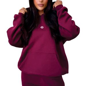 Ensemble de sweats à capuche en polaire surdimensionnés pour femmes de luxe, sweat à capuche personnalisé, logo personnalisé, OEM, vente en gros, marque privée, fournisseur américain, streetwear - Product Image 1