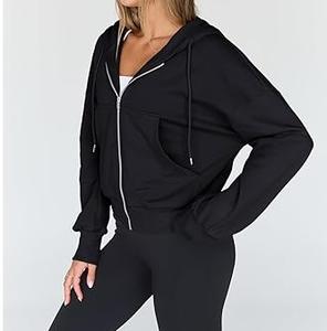 Sudadera con capucha con cremallera para mujer, Sudadera con capucha con cremallera de gran tamaño doble Boxy personalizada, sudadera transpirable para entrenamiento deportivo de invierno y otoño para niñas - Product Image 6