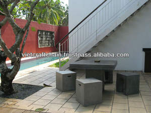 Moderno cuadrado elegante mesa de comedor conjunto de hormigón de alta calidad muebles de interior y exterior - Product Image 3