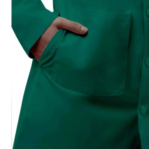 Bata médica larga de color verde con cinturón y bolsillos, costuras reforzadas, traje de trabajo para dentista. - Product Image 4