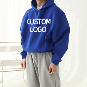 Jersey de lana de invierno de gran tamaño para hombre, Sudadera con capucha, bolsillo, logotipo bordado personalizado, mezcla de poliéster/algodón, diseño recortado - Product Image 6