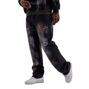 กางเกงลำลองผู้ชายทรงตรง ผ้าฝ้าย 100% น้ำหนักเบา ระบายอากาศ แห้งเร็ว มีเชือกผูก ลายพิมพ์เรียบ ทรงโอเวอร์ไซส์ - Product Image 3