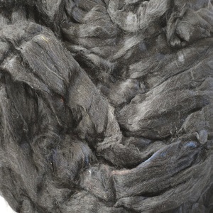 Marque de conifères sur mesure luxueux teint noir Tussah soie ruban doux 100% fibre de soie pour filature feutrage et broderie tissage - Product Image 1