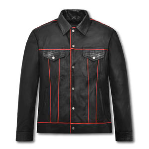 Custom <b>High</b> Quality Sheepskin <b>Leather</b> Men's Street Wear Winter Jacket <b>Top</b> Grade <b>Leather</b> Jacket Manufacturer - Product Image 6