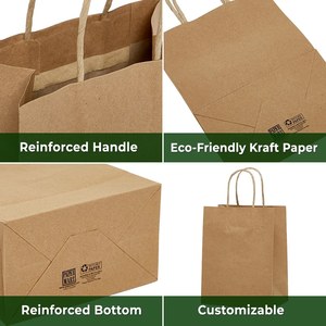 Bolsas de Compra Ecológicas de Papel Kraft Marrón, Bolsas de Regalo de Papel de Estilo Clásico para Exposiciones - Product Image 5