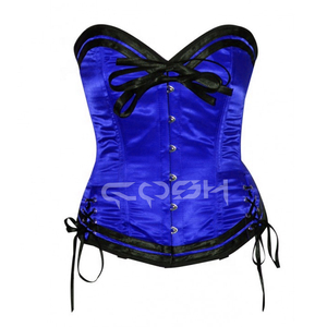 คอร์เซ็ตผ้าซาตินสีแดงหัวเหล็กแบบปรับแต่งได้พร้อมโบว์ผ้าซาตินสีดำและสายรัดสะโพกชุดคอร์เซ็ตสำหรับงานปาร์ตี้จากปากีสถาน - Product Image 4