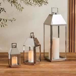 Heavy Duty Stainless Steel <b>Candle</b> <b>Lantern</b> with Thick Metal Frame and Reinforced Joints Providing Superior Stability Outdoors - Product Image 6