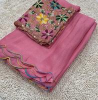 Chinnon en mousseline de soie saree multi broderie Séquence de travail Blouse