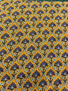 100% tela de algodón Premium estampado de bloque de mano amarillo con patrón de flores artesanal para decoración del hogar vestidos costura vendida por yarda - Product Image 2